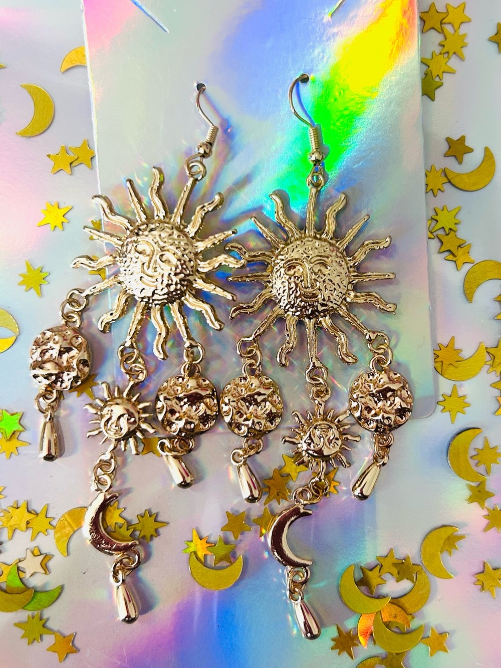 Golden Celestial Sun Earrings